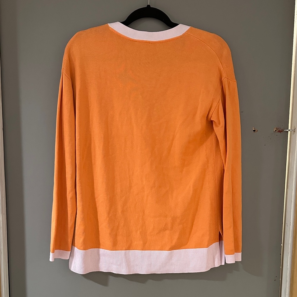 Talbots Orange & Light Pink Colorblock Cardigan Sweater - Picture 6 of 6